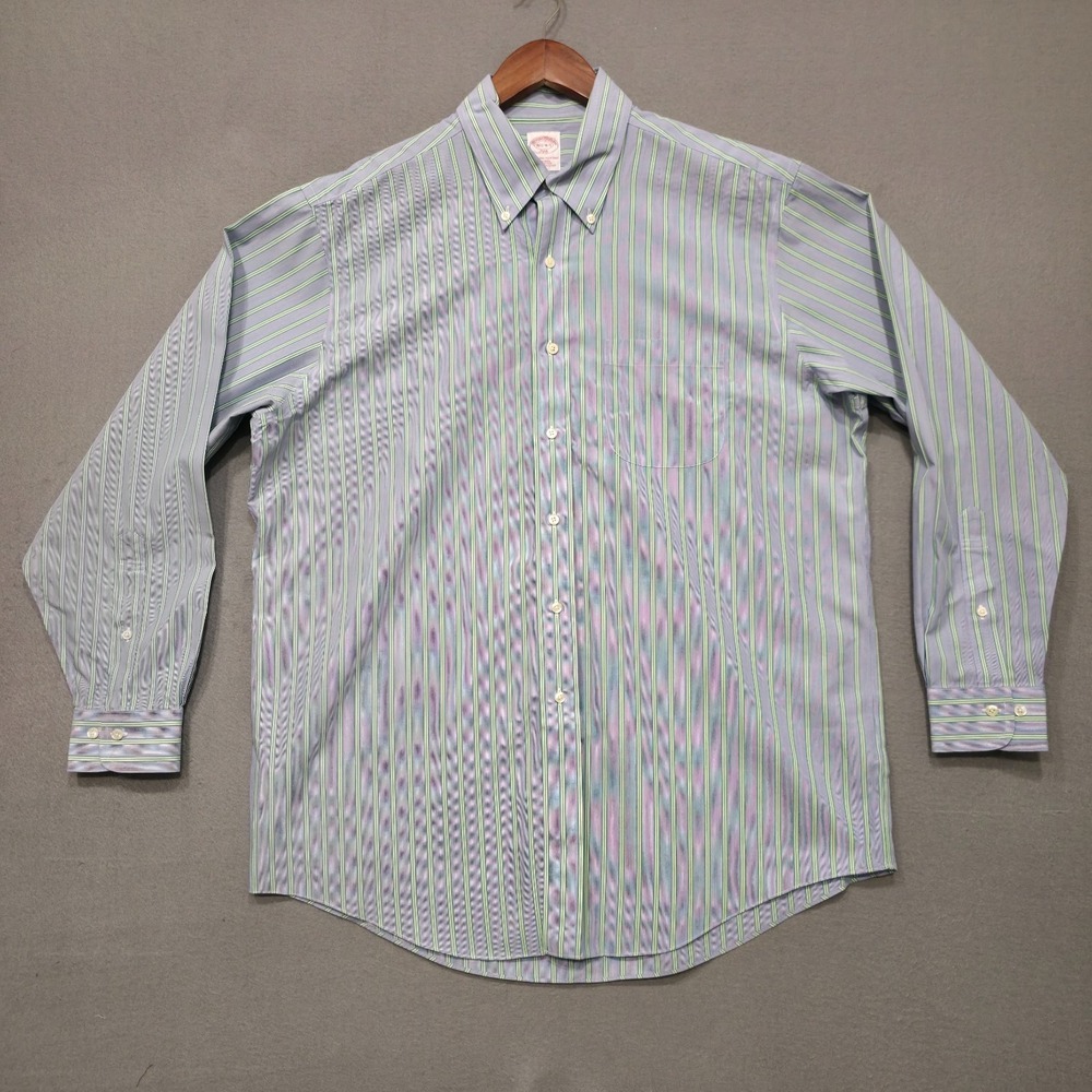 Brooks Brothers 346 Men's Blue Long Sleeve Non-Iron Dress Shirt Size 16.5-4/5